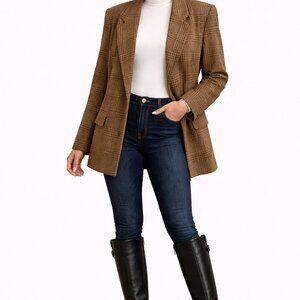 Bice Plaid Oversized Blazer Jacket • Size 14 • Dark Academia Western